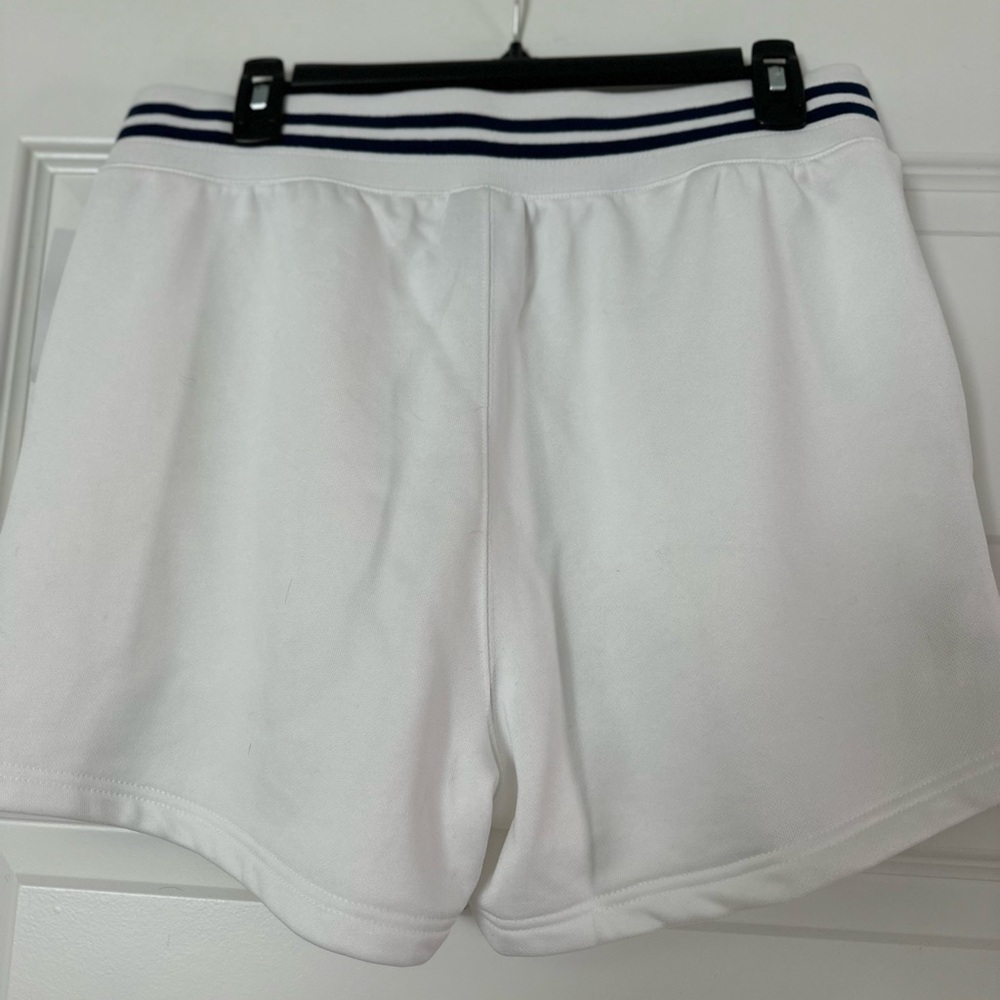 Champion White Athletic Shorts with Navy-Striped Waistband - Picture 4 of 4